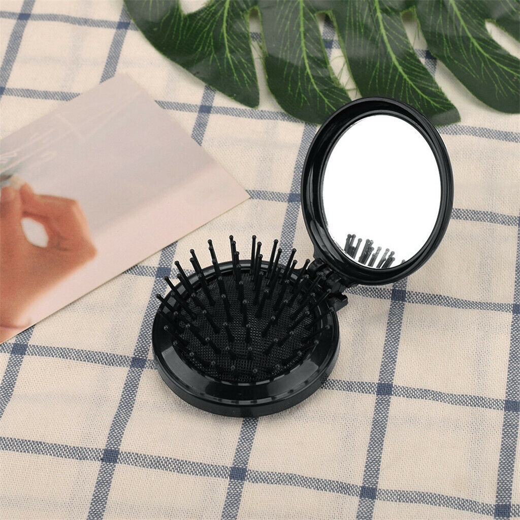 Travel Folding Hair Comb Mini Air Cushion Scalp Massage Comb Brush Black