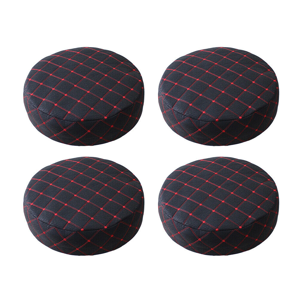 4 Pieces Bar Stool Covers Round Chair Seat Cover Protector Cushion Pad Black