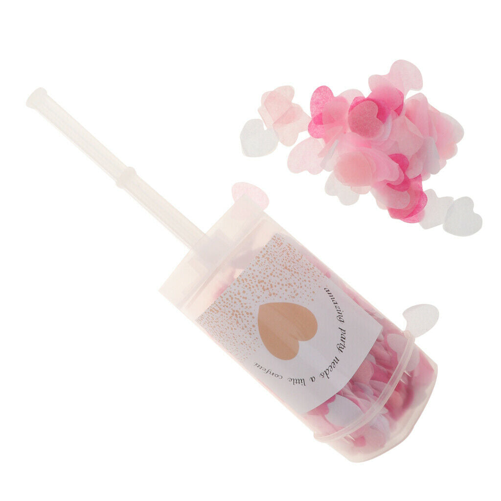 Biodegradable Popper Push Heart Confetti Container Wedding Decor Pink B