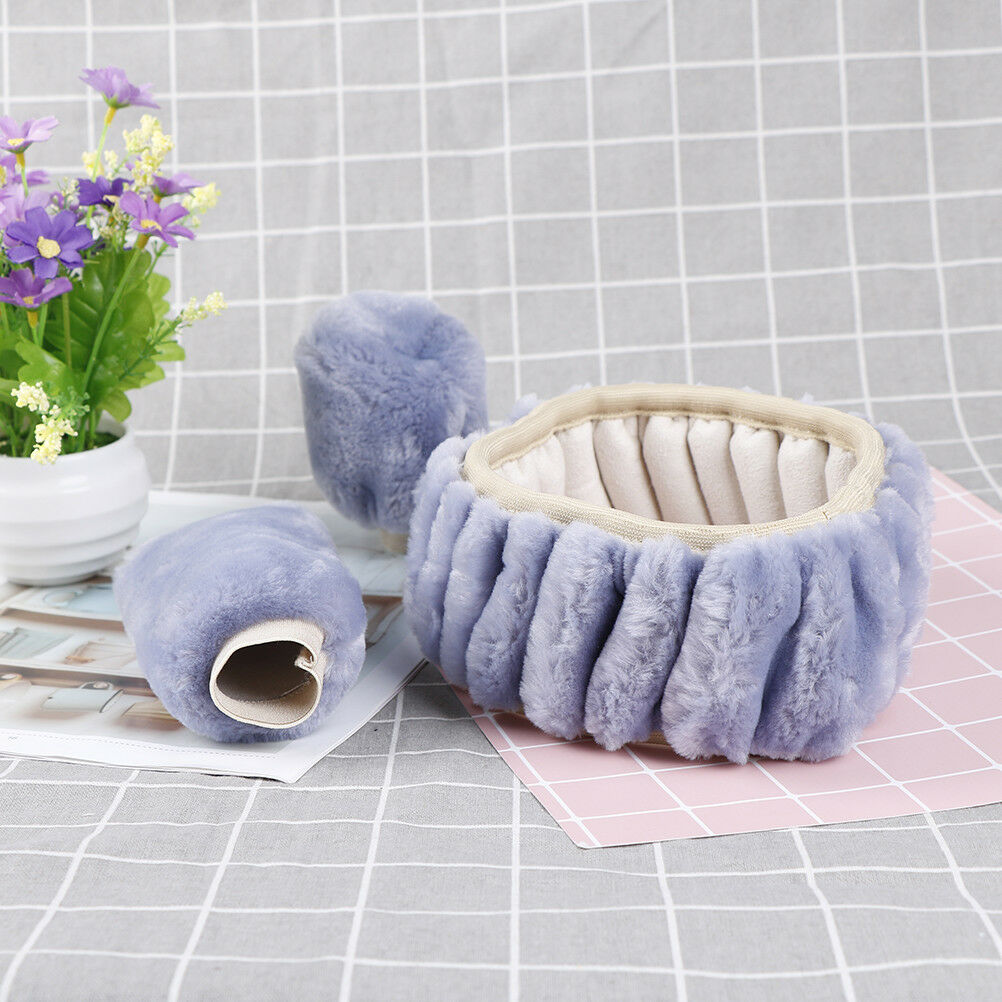3Pcs/set Winter gray soft warm plush car steering wheel cover handbrake cover BD