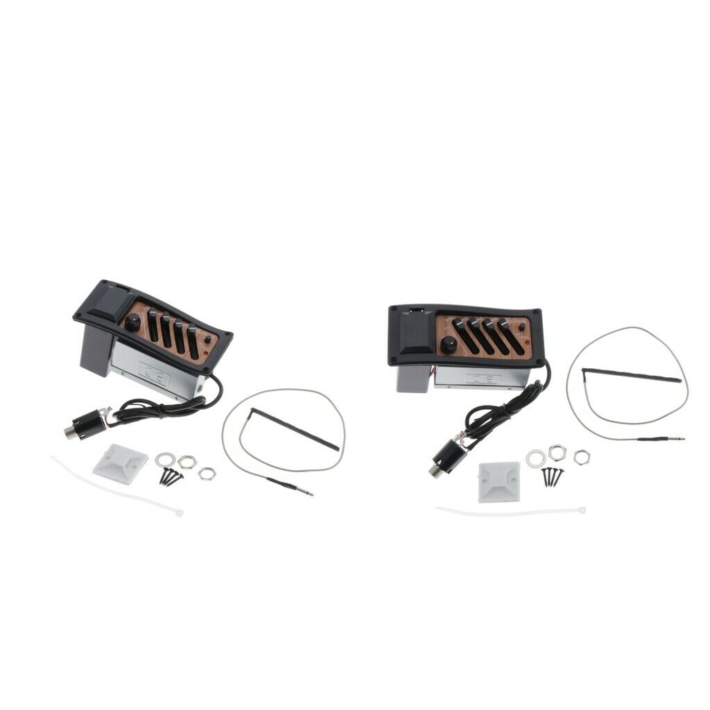 2pieces Folk Guitar Pickup Pre-Amp Piezo Tuner Active Complete Kit EQ-7545R