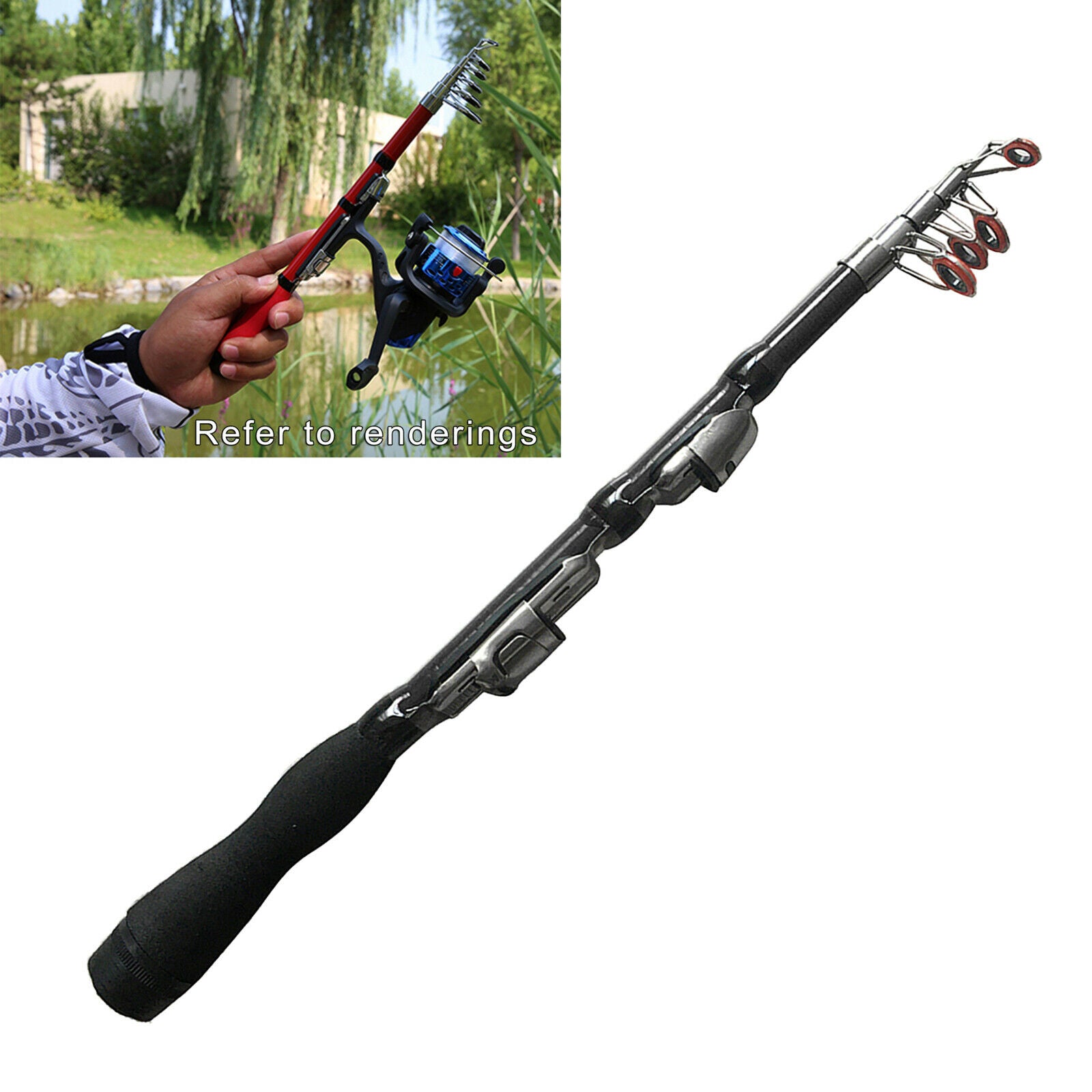 2Pc 1m Travel Telescopic Fishing Rod Collapsible   Pole for Saltwater Sea