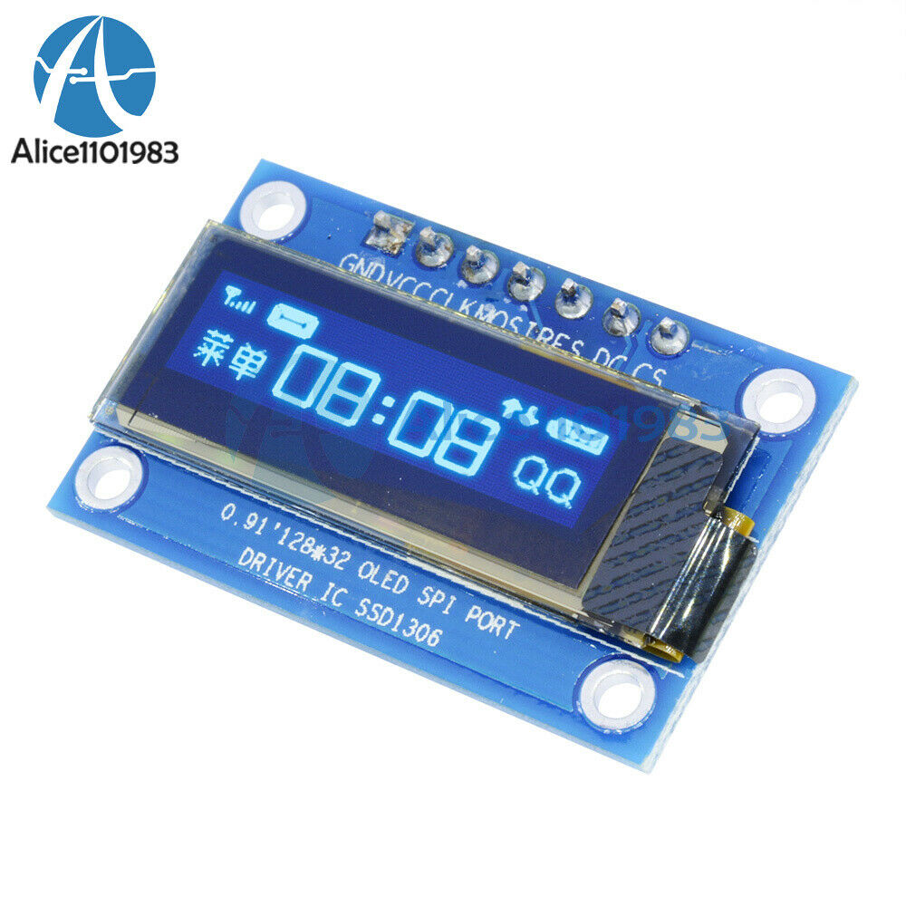 0.91" inch 128*32 Blue SPI OLED LCD Display Module DC 3.3V 5V Screen For Arduino