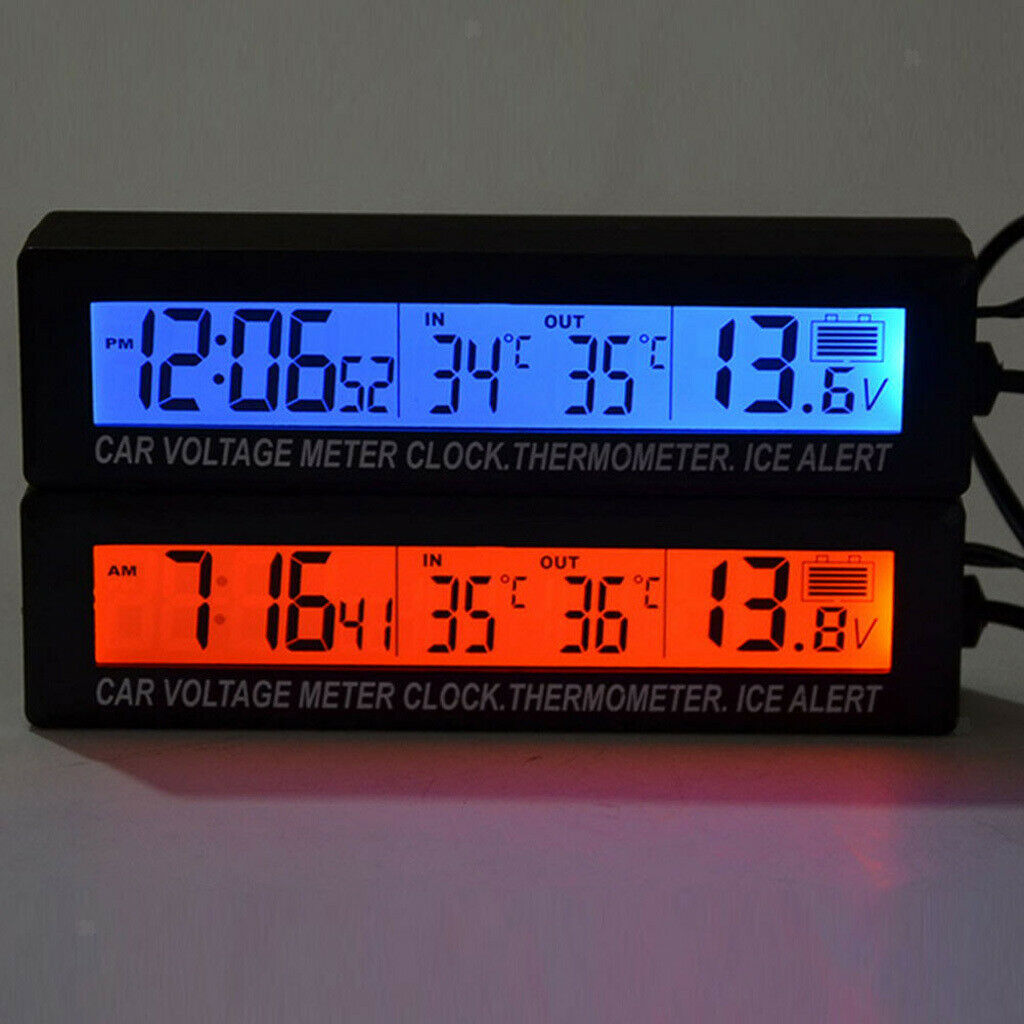 DC 12V Digital Thermometer, Voltage Temperature Display, Voltmeter And