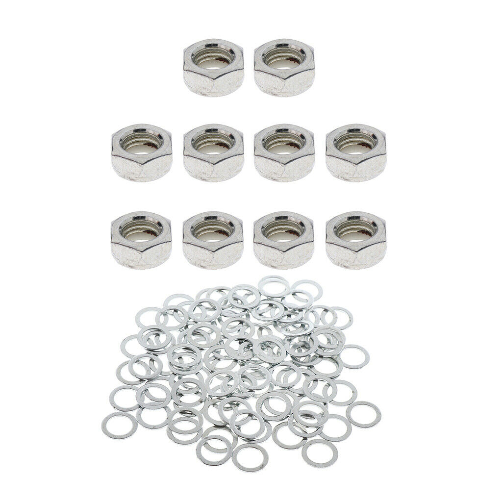 10 Axle Nuts + 100pcs Speed Washers for Skateboard Longboard Trucks Accessories