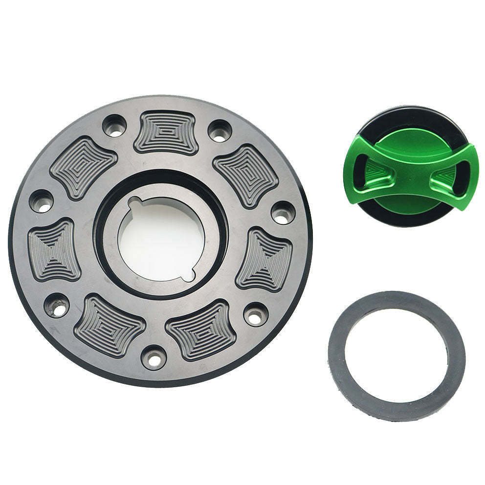 Green CNC Bow-tie Gas Fuel Tank Cap Cover For Kawasaki ZX11 ZXR400 Ninja ZX ZZR