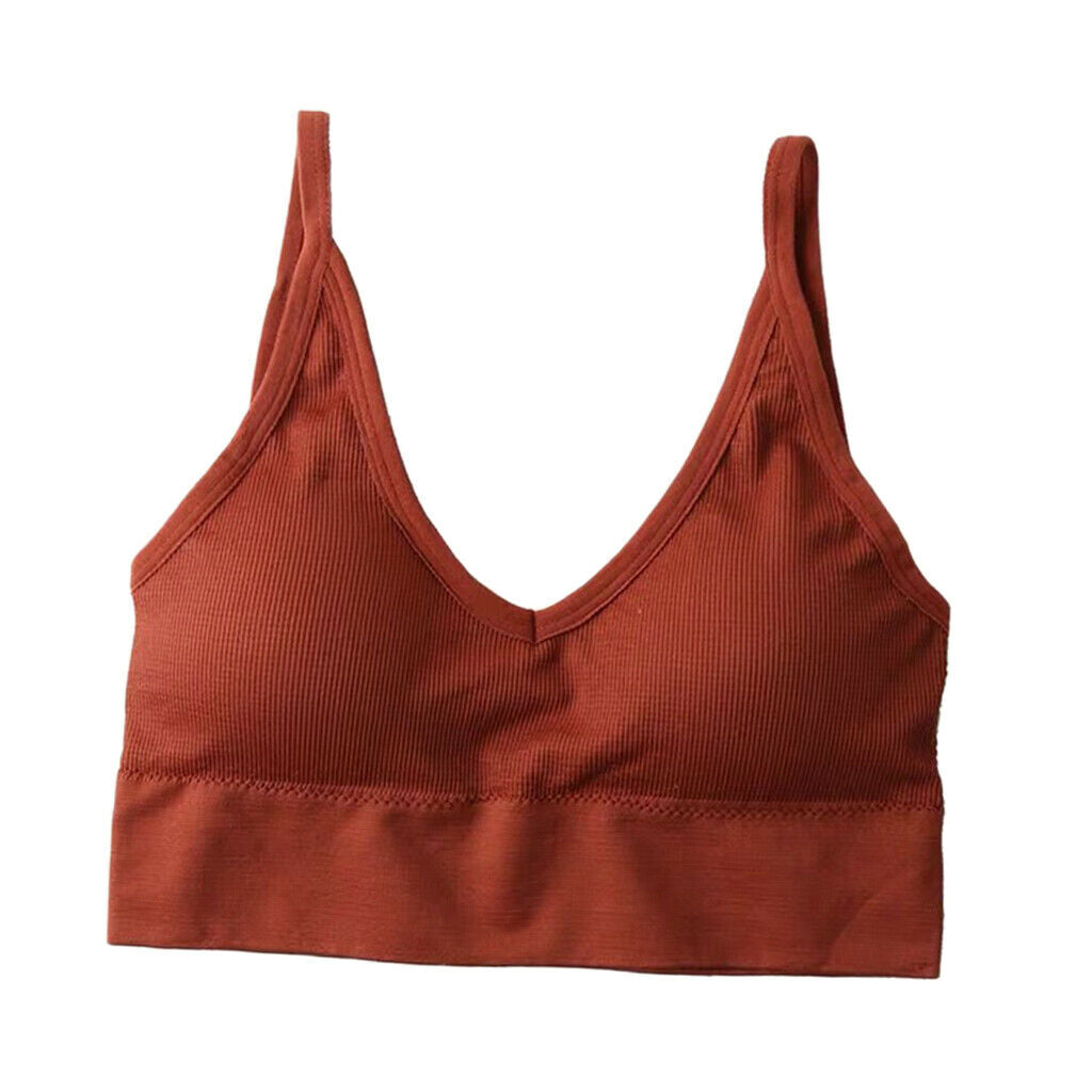 4Pcs/Set Women's V Neck Padded Bralette Seamless Crop Top Vest Sport Bra