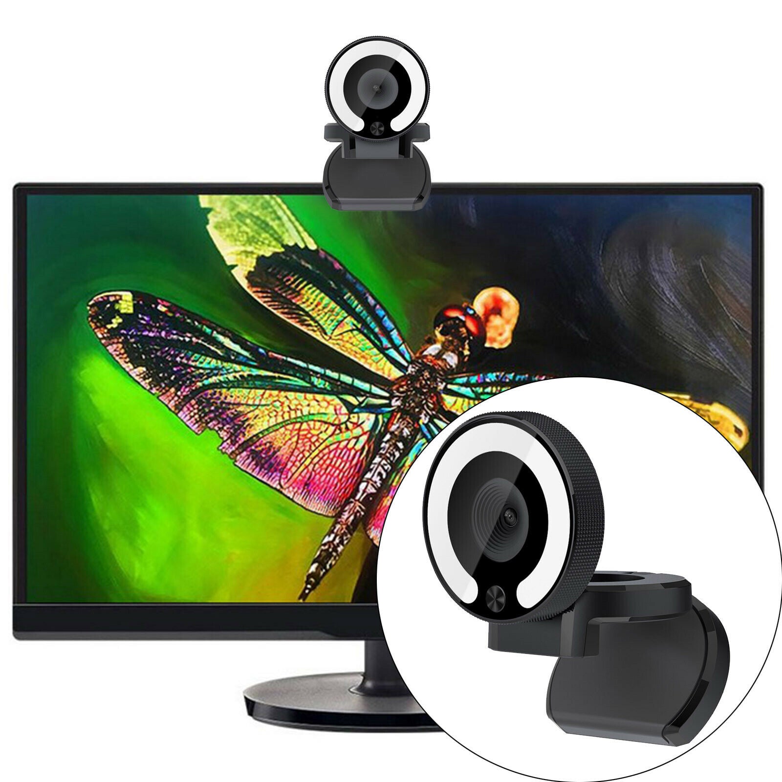 1080P USB2.0 Webcam with Light for Laptop Desktop Computer Streaming Gaming