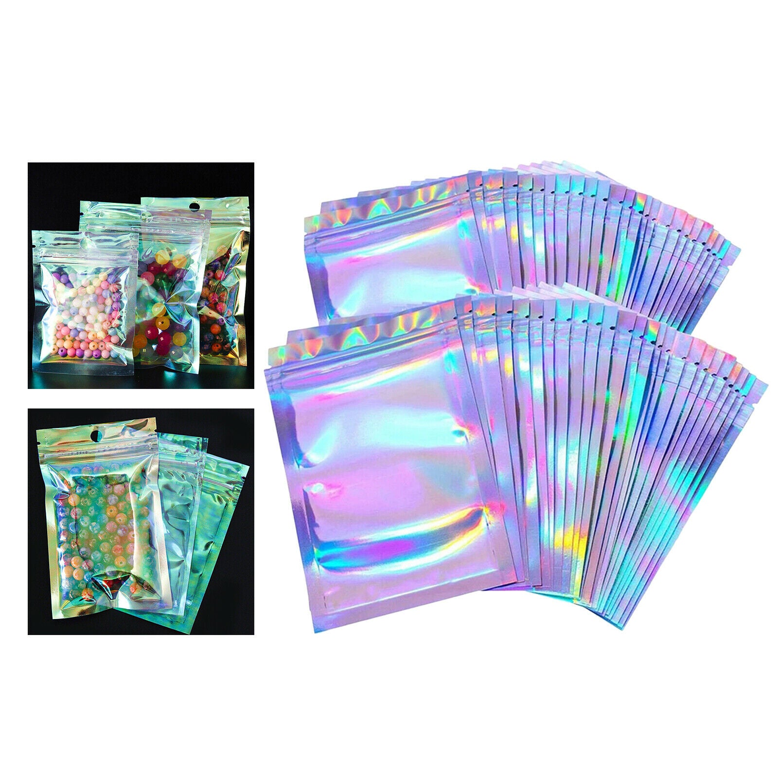 100 Pcs Iridescent  Bag Food Container Jewelry Packing Sampling