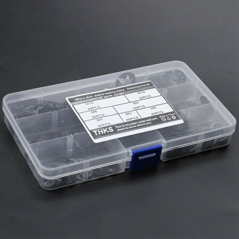 280pcs Tooth Starlock Push On Locking Washers Speed Clips Fasteners AssortmentC8