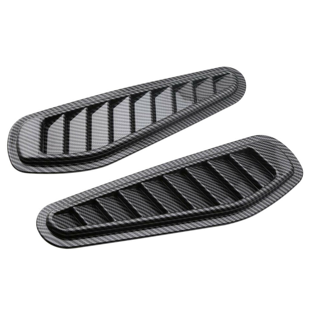 2XCarbon Fiber Car Air Flow Intake Hood Scoop Vent Louver Bonnet Cover Decor