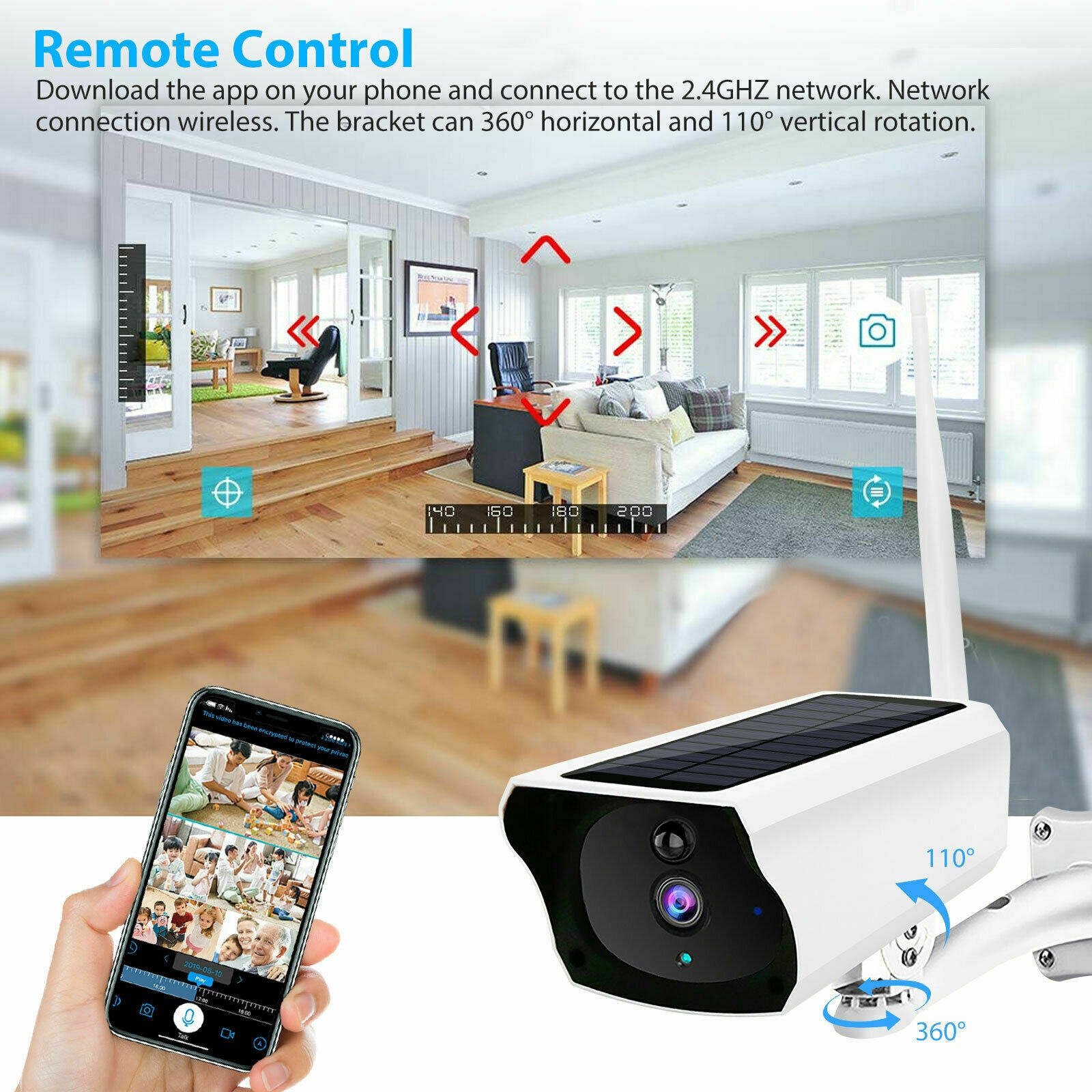 Outdoor Wireless Solar IP Camera Wifi 1080P Security Night Vision Waterproof