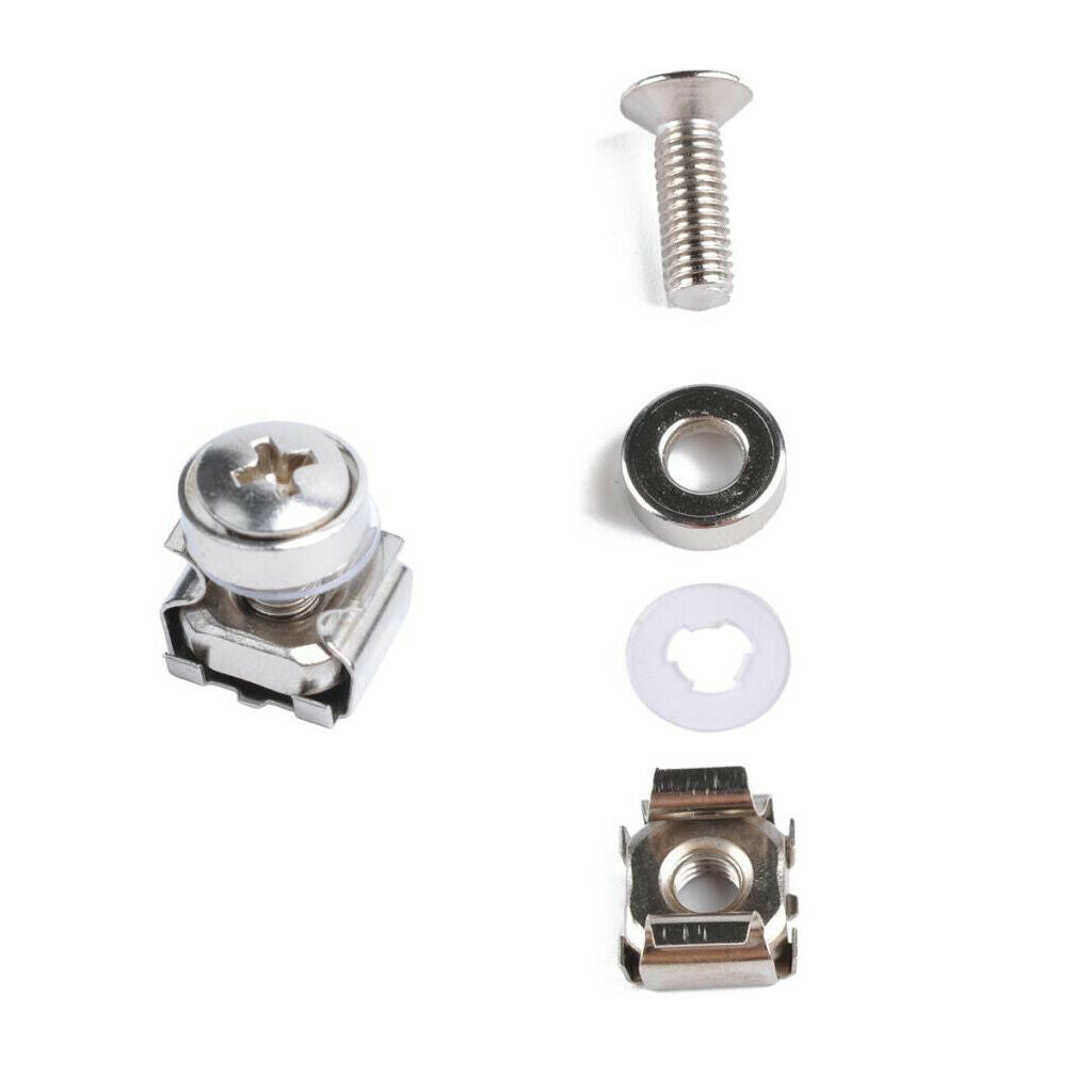 100pc M5x16mm Carbon Steel Cage Nut w Screws Washers for Server Rack Cabinet