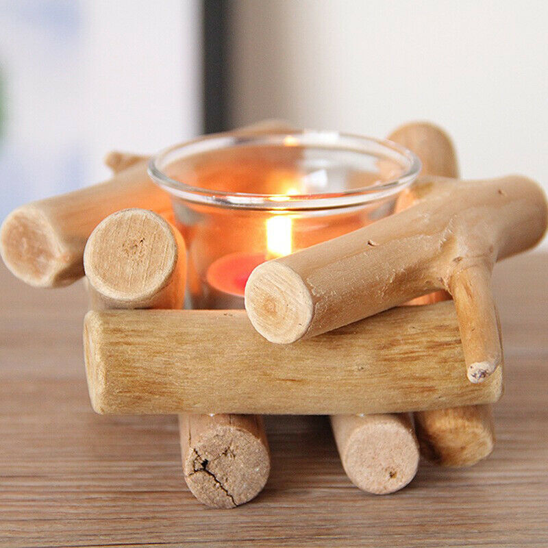 1PCS Natural Wooden Candle Holder Tealight Candlestick Festival Supply ChrisBDA