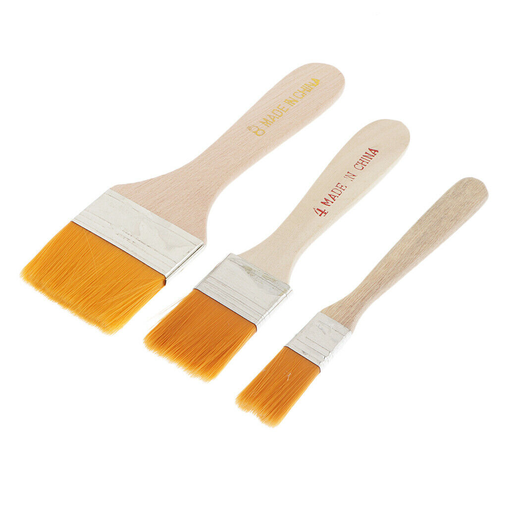 3x wooden handle nylon hair brush for artist kids drawing painting Tool