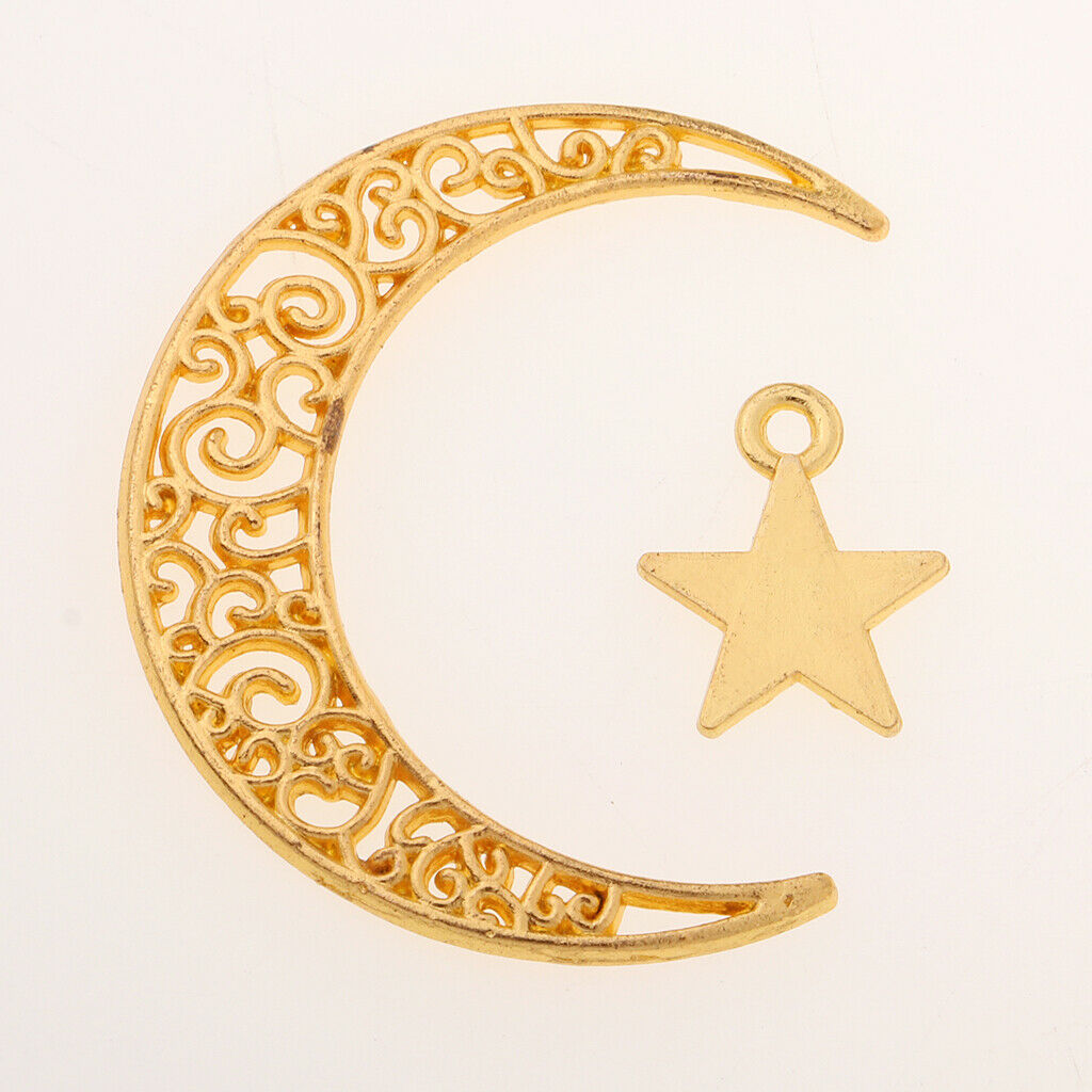 50Packs Mixed Moon Star Charms Pendant for DIY Jewelry Making Fidnings Craft