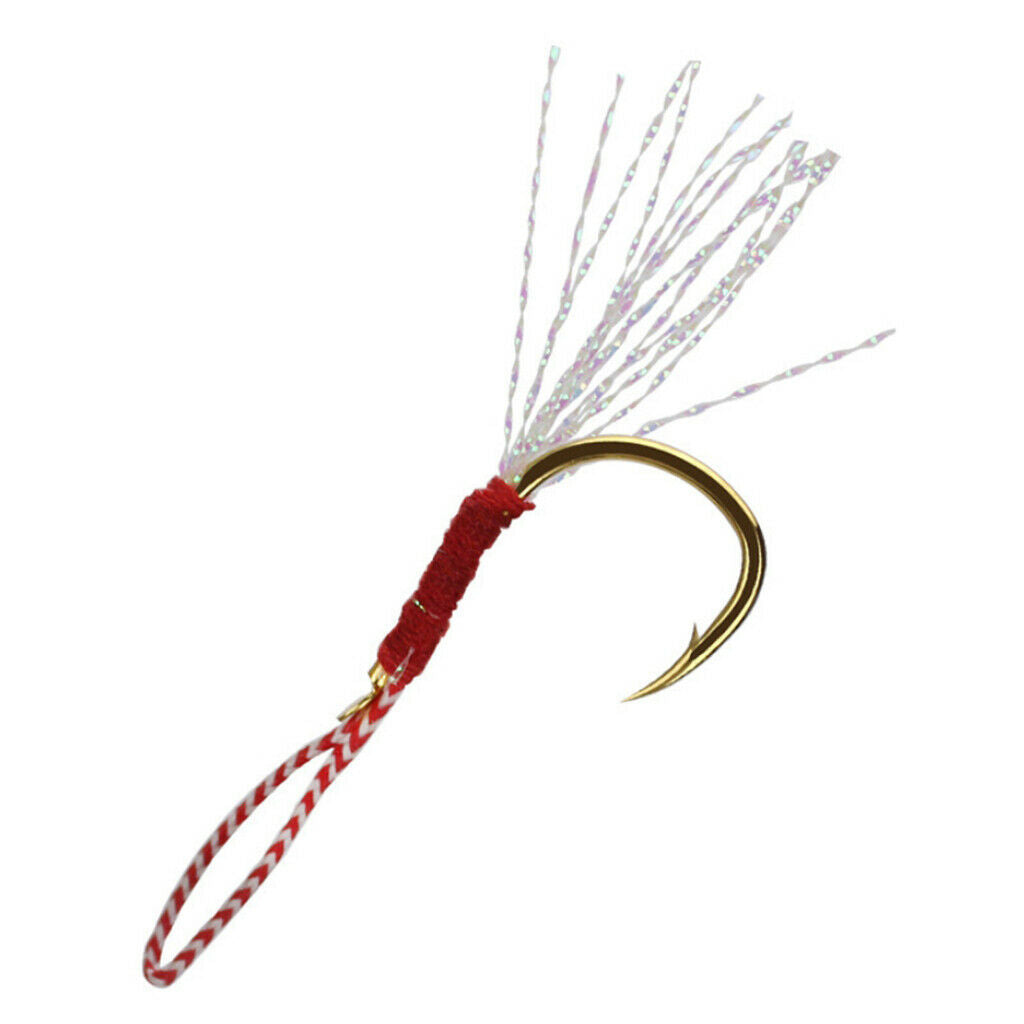 20 Packs Metal Fishing Assist Hooks Strong Jigging Jig Hooks 12#14# Golden