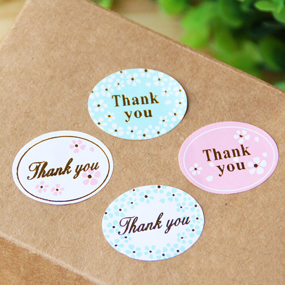 2X Golden Thank You Oval Stickers Labels Sealing Wedding Party Favors .l8
