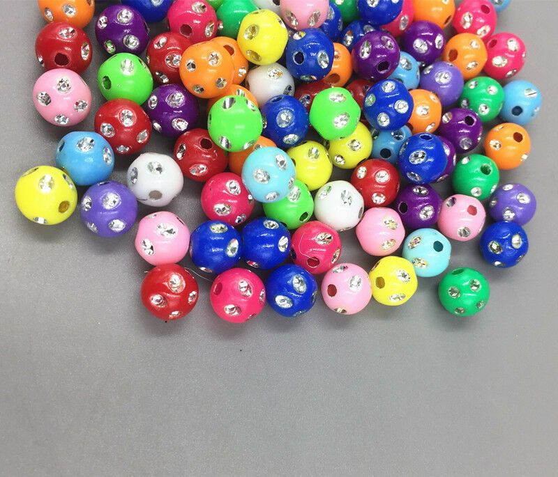 400pcs Mixed color Round Acrylic Loose Beads crafts beads Beaded 8mm