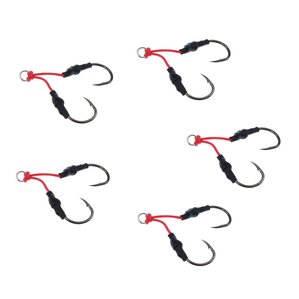 Lot 5 Pcs Dual Twin Assist Hooks Jigging Saltwater Sea Fishing with