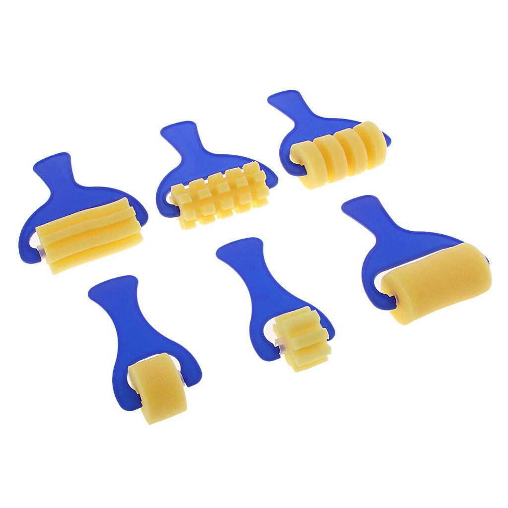 6x Kids Sponge Paint Roller Brush Foam Brushes Kits