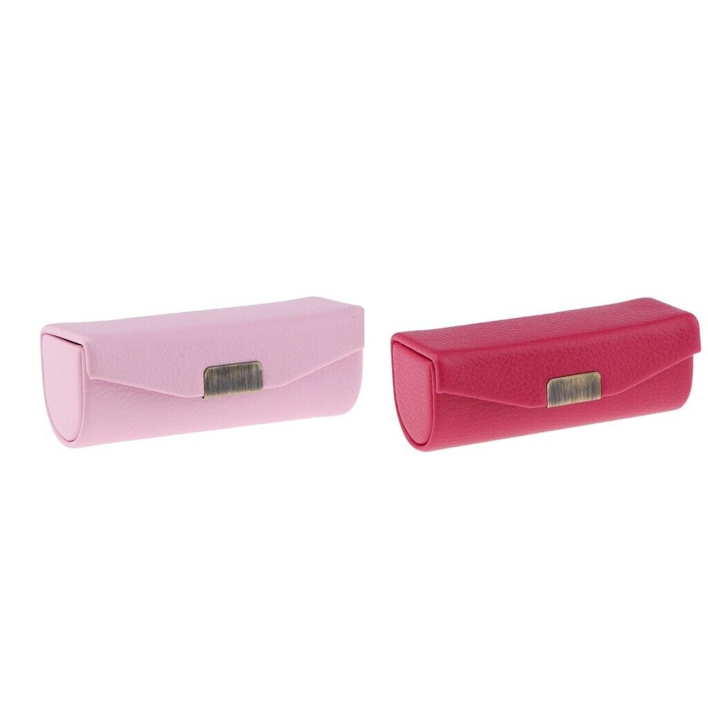 2 Pieces Leather Lipstick Case Holder Storage Box mirror Purse Pocket