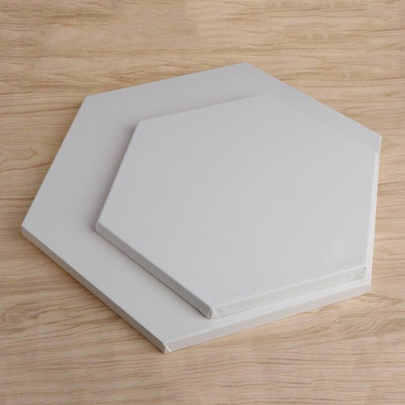 Blank Hexagon Artist Canvas Art Board Plain Painting Stretched Framed White 40cm
