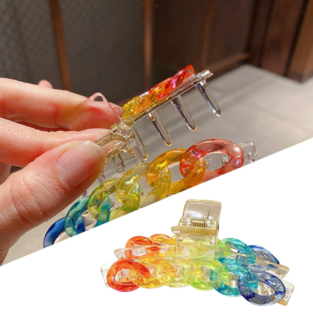 Rainbow Colors Ladies Girls Hair Claw Clips Clamps Barrettes Hair Holder