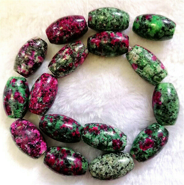 1 Strand 24x15mm Rose&Green Ruby in Fuchsite Barrel Loose Beads 15.5inch HH749