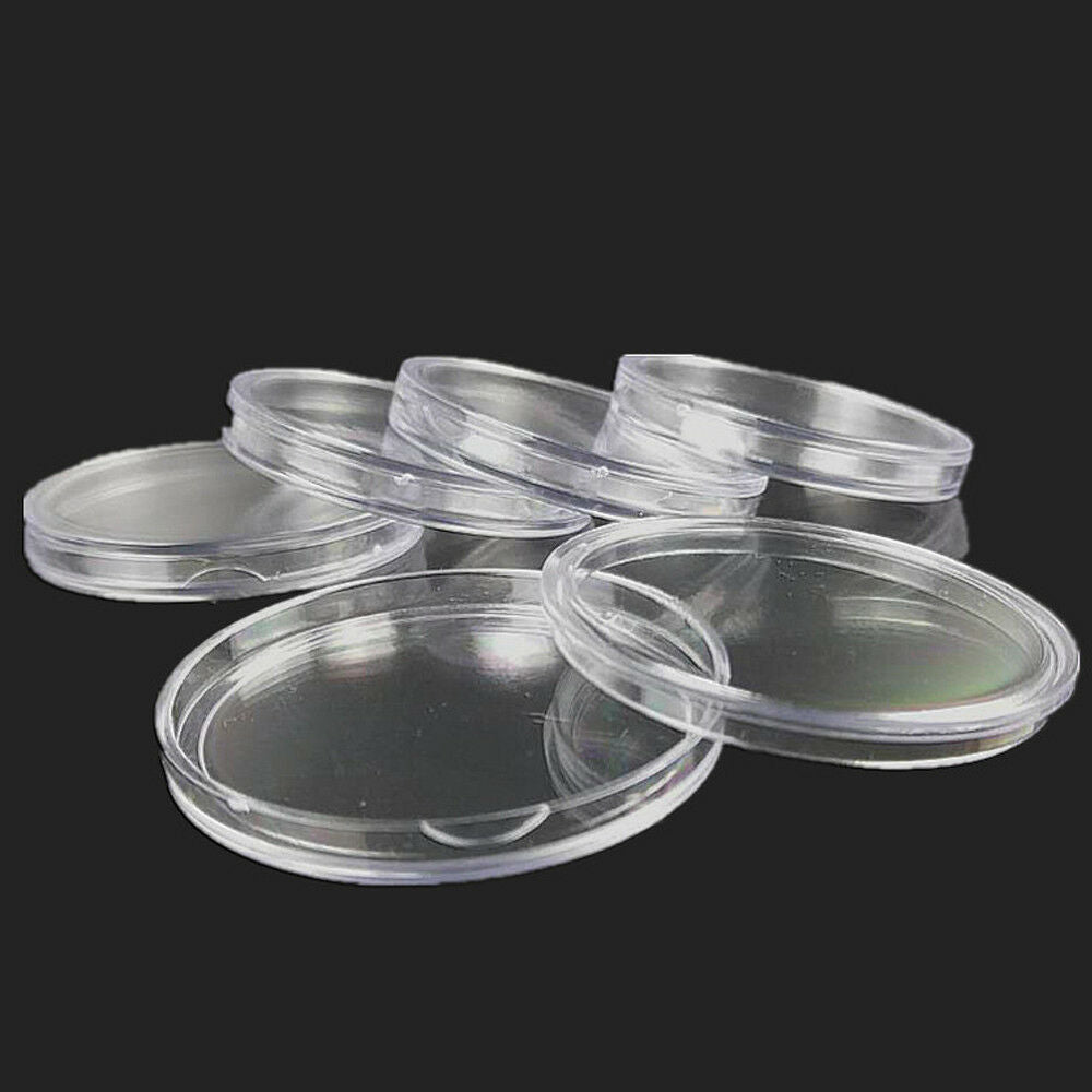 10PC 40mm Clear Round Plastic Coin Capsules Containers Coin Protector Case