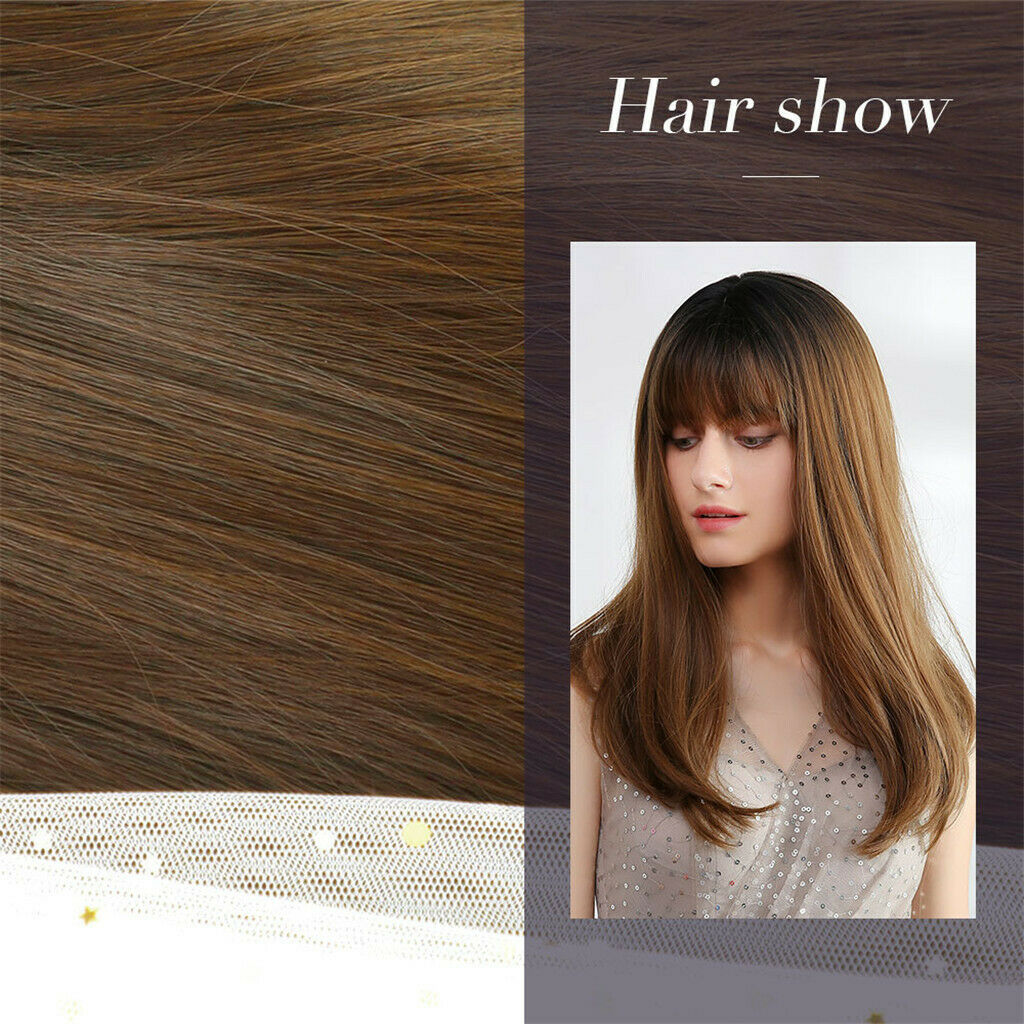 20'' Straight Black   Brown Wigs for White Women Dating Party Full Wig