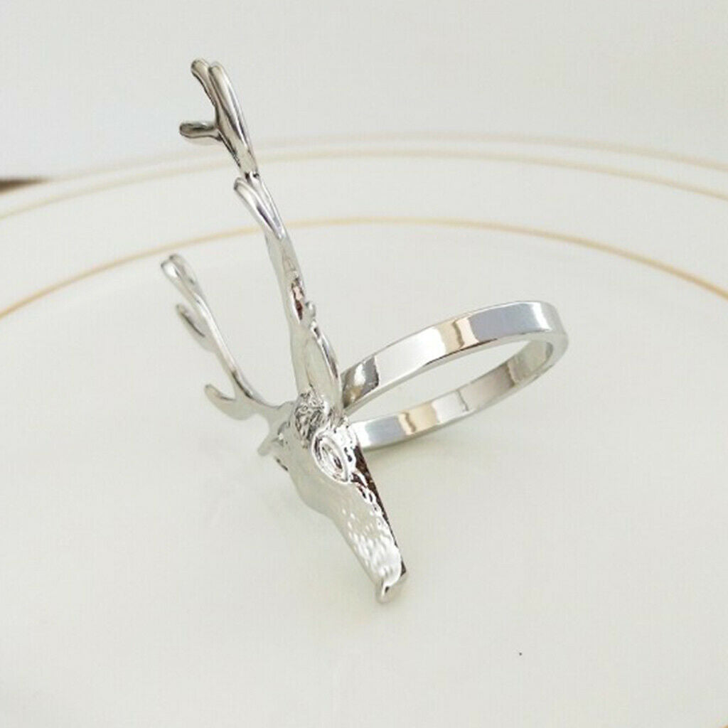 12pcs Dinner Napkin Rings Reindeer Serviette Towel Rings For Wedding Party
