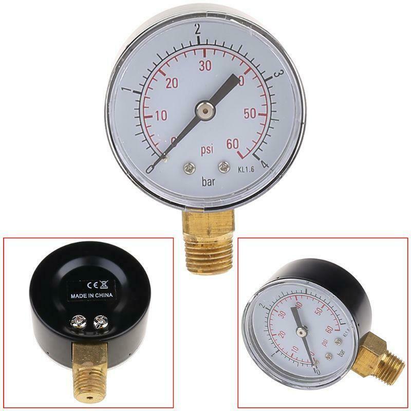 0-60 PSI Mini Pressure Gauge Pool Spa Filter Water Pressure Measuring 1/4" NPT