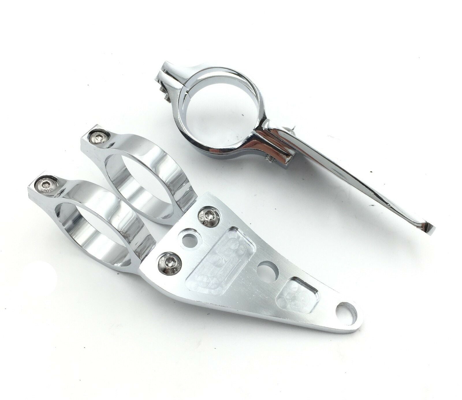 2X Billet Aluminum Headlight Fork Mounting Brackets 41mm For Chopper Cafe Racer