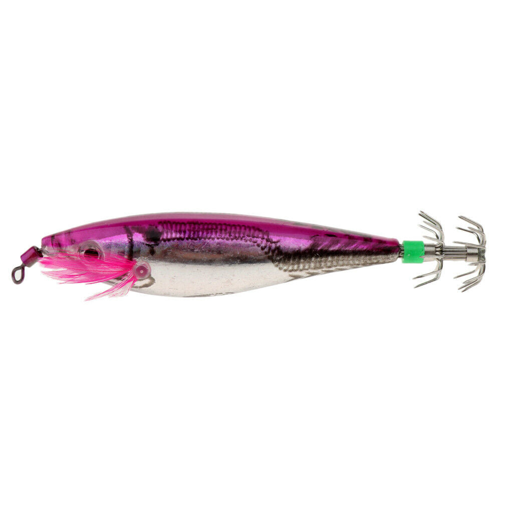 2X Hard Plastic Glow Tail Saltwater Fishing Lure Octopus Squid Jig Hook Pink