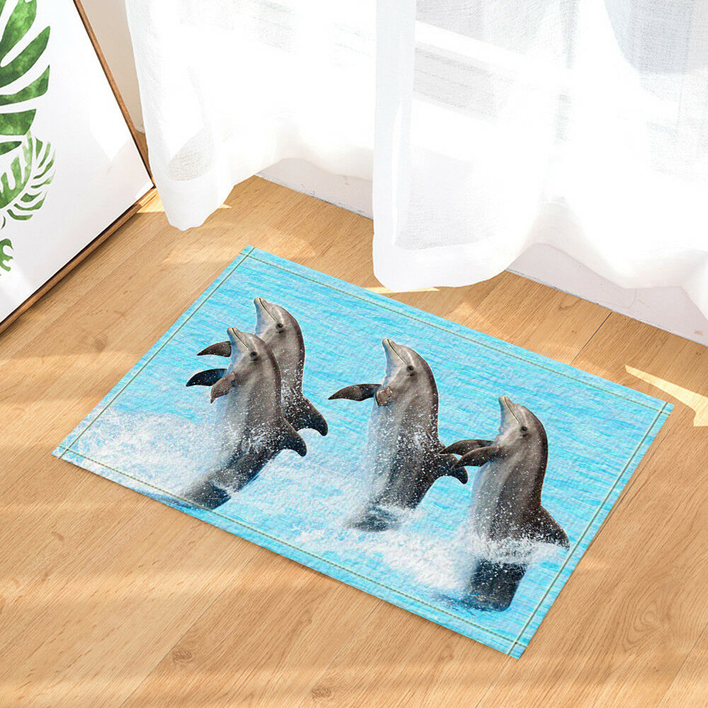 Animal Marine Organism Dolphin Bathmat Bathroom Rug Non-Slip Door Mat 16x24"