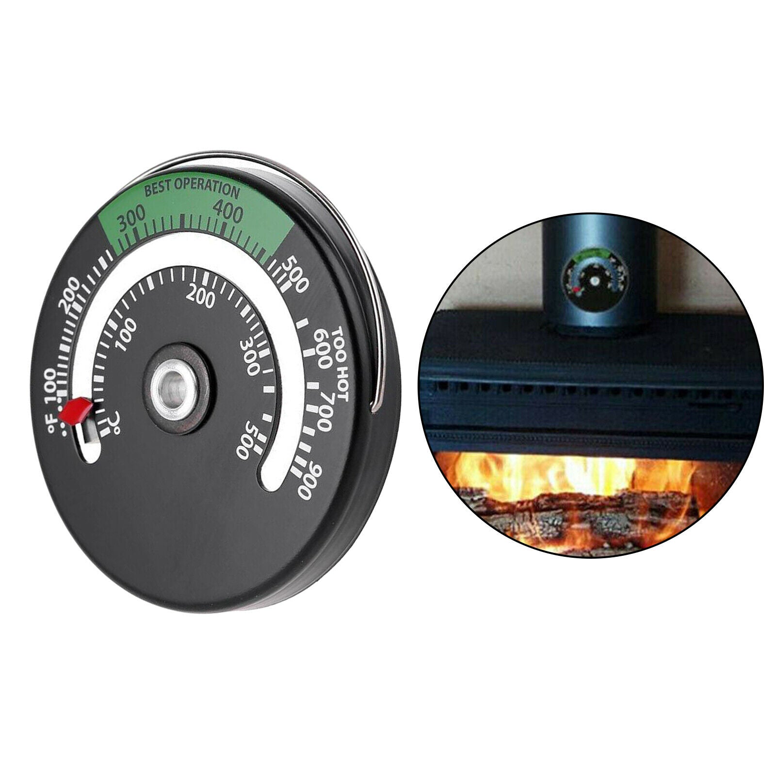 Magnetic Stove Thermometer Multi-Fuel Log Burner Burning Temperature Gauge