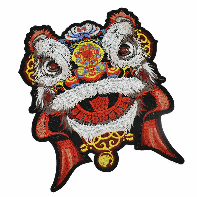 Large Dancing Lion Patch Animal Embroidered Iron on Sewing Applique Decor DIY