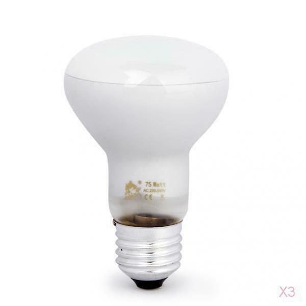 3Pc 75W UVA White Heat Emitter Lamp Bulb Animal Day Light for Reptile Brooder