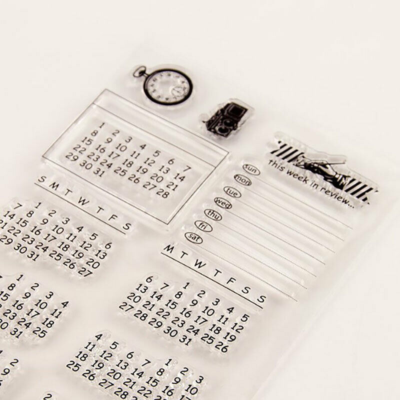 1PC Perpetual Calendar Pattern Transparent Clear Stamps Transparent Se.l8