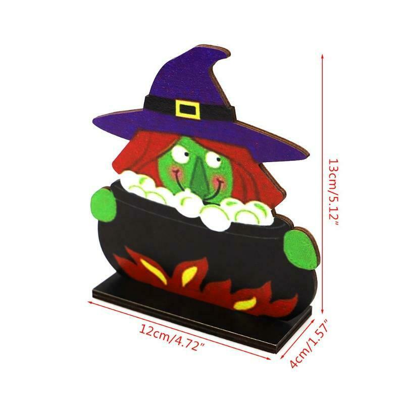 Evil Witch Halloween Wooden Desktop Ornaments Creative Decor for Home Indoor