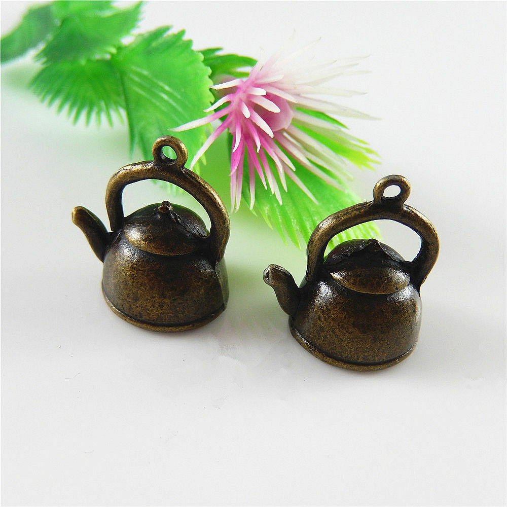 25 pcs Antiqued Bronze Zinc Alloy Water Kettle Charms Pendant Findings 32596