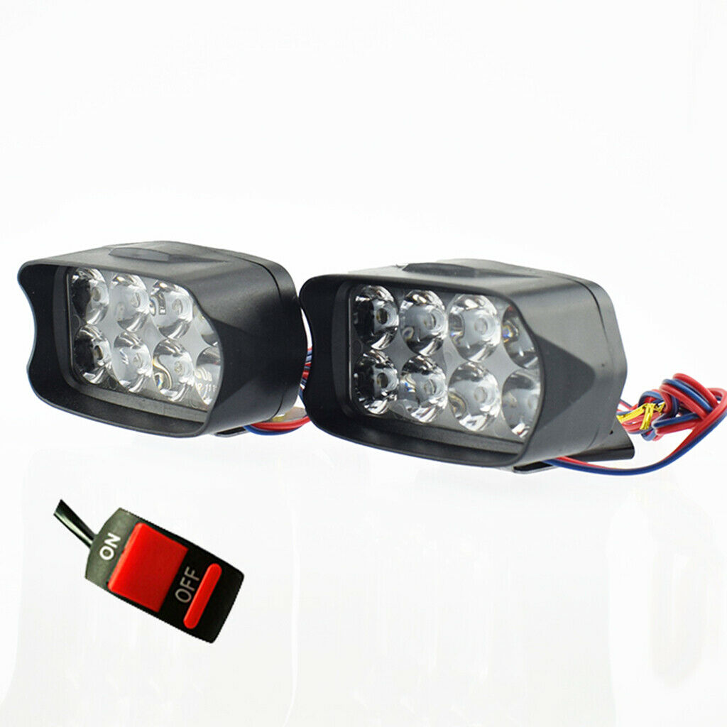 Motorbike 6500K 8 LEDs Double Auxiliary Headlights Spotlight Super Bright