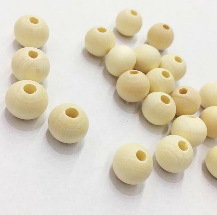 100X Natural color Wooden Bead Round Baby Pacifier Clip Jewelry Accessories 12mm