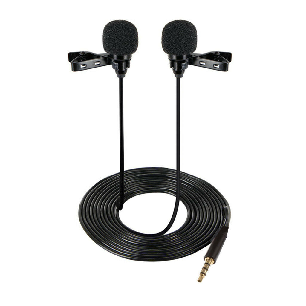 Professional Dual-head Lavalier   Omnidirectional Condenser Microphone