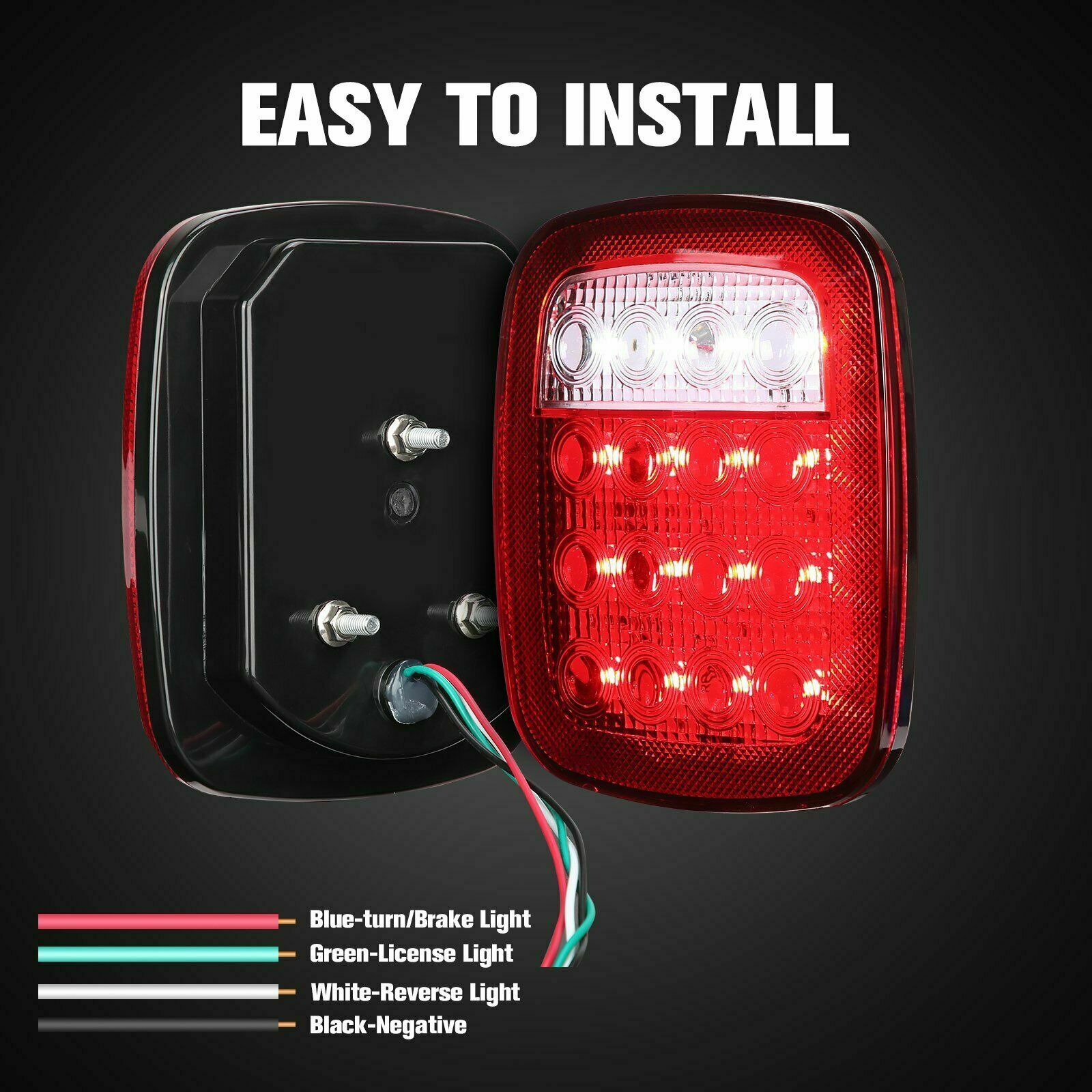 LED Tail Lights Rear Brake Lamps Turn Stop Reverse For Jeep Wrangler TJ CJ 76-06