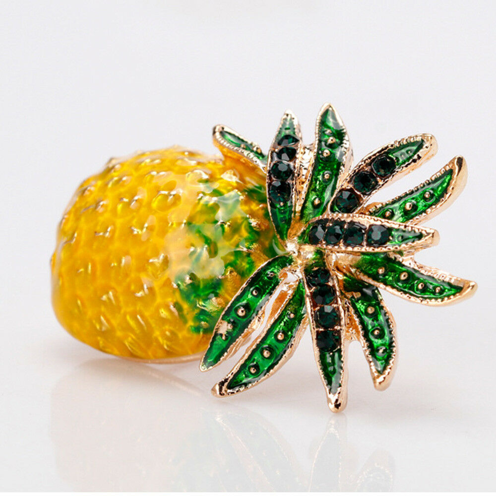 Stunning Women Rhinestone Pineapple Fruit Shape Enamel Brooch Pin Jewelry