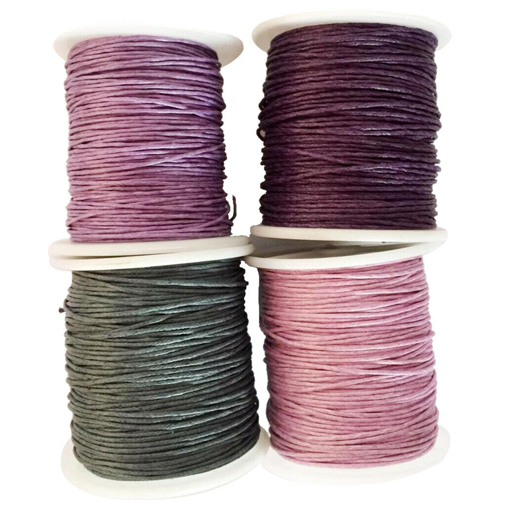 Prettyia 12 Rolls 80 Meters 1mm Waxed Cotton Cords Thread for DIY Bracelet