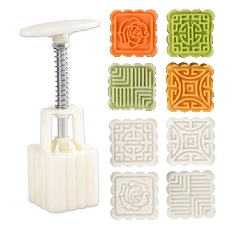 50g 4pcs Square Stamps Hand-Pressure Moon Cake Mould Mid Autumn Festival DIY