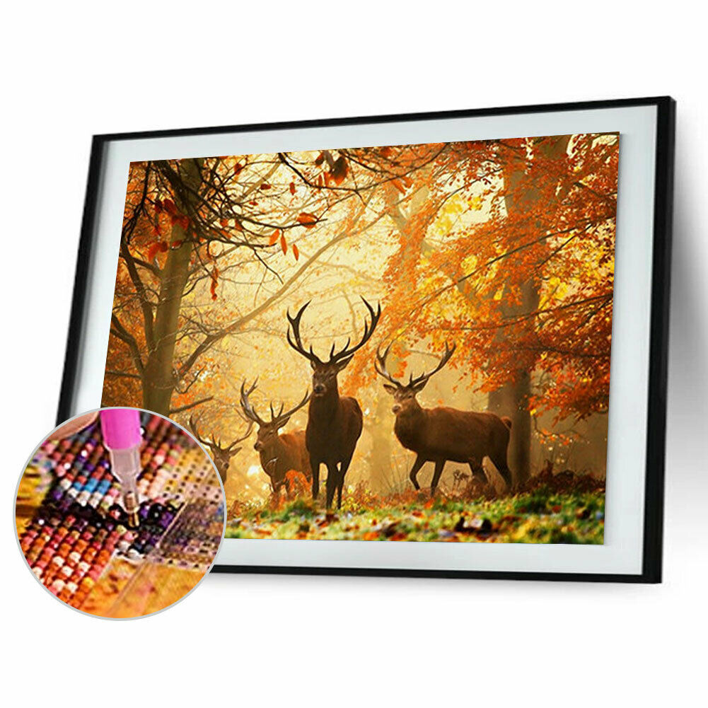 Cute Deer DIY Diamond Painting Embroid Full Drill Cross Stitch Mosaic Kits @